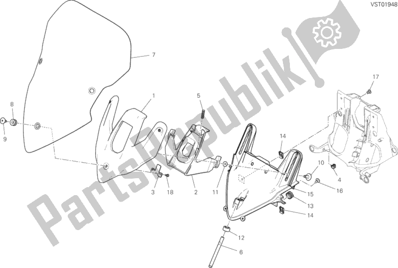 Tutte le parti per il Parabrezza del Ducati Multistrada 950 S Touring USA 2019